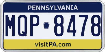PA license plate MQP8478