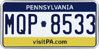 PA license plate MQP8533