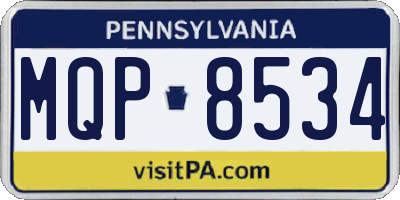 PA license plate MQP8534