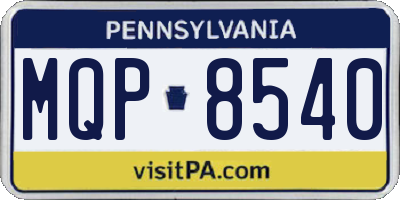 PA license plate MQP8540