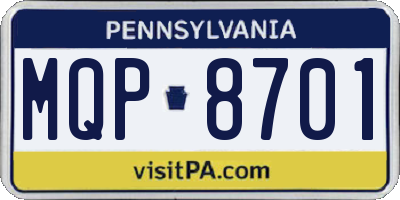 PA license plate MQP8701