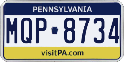 PA license plate MQP8734