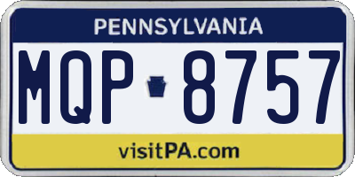 PA license plate MQP8757