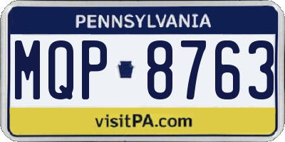 PA license plate MQP8763