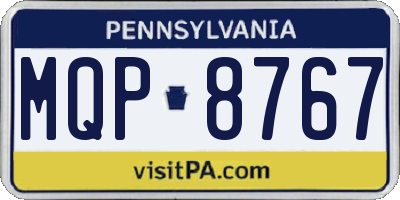 PA license plate MQP8767