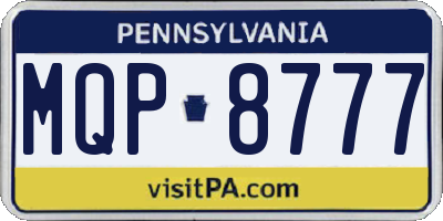 PA license plate MQP8777