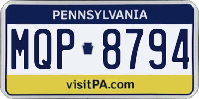 PA license plate MQP8794