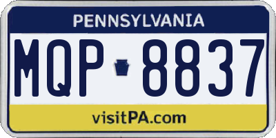 PA license plate MQP8837