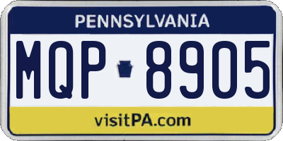 PA license plate MQP8905