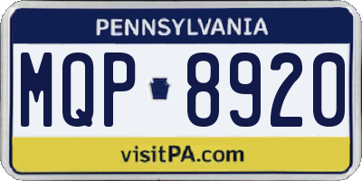 PA license plate MQP8920