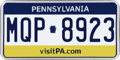 PA license plate MQP8923