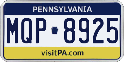 PA license plate MQP8925