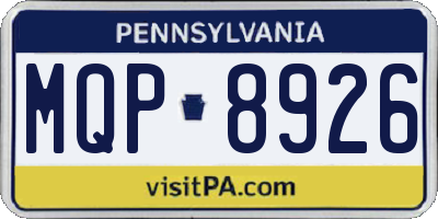 PA license plate MQP8926