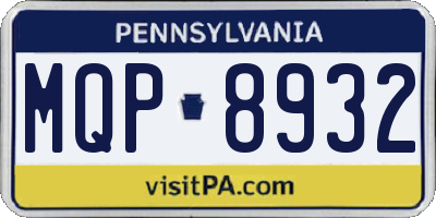 PA license plate MQP8932