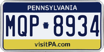 PA license plate MQP8934