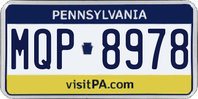 PA license plate MQP8978