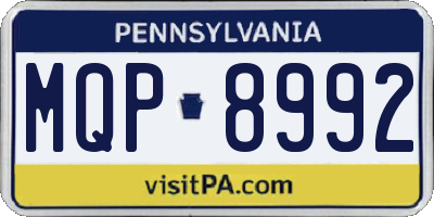PA license plate MQP8992
