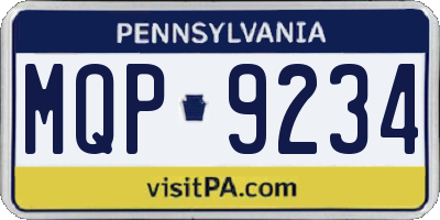 PA license plate MQP9234
