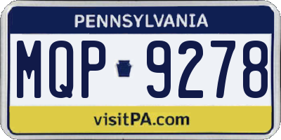 PA license plate MQP9278