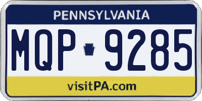PA license plate MQP9285