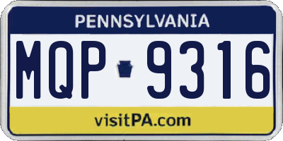 PA license plate MQP9316