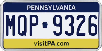 PA license plate MQP9326