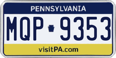 PA license plate MQP9353