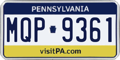 PA license plate MQP9361