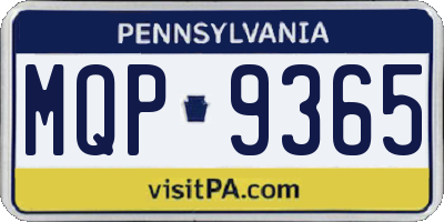 PA license plate MQP9365