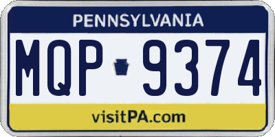 PA license plate MQP9374