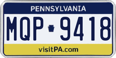 PA license plate MQP9418