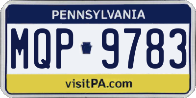 PA license plate MQP9783