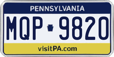 PA license plate MQP9820