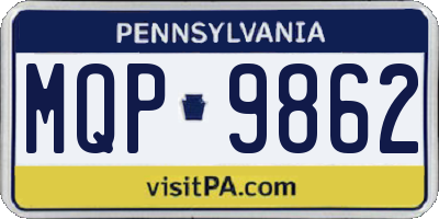 PA license plate MQP9862