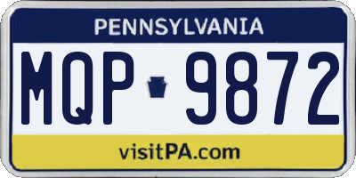 PA license plate MQP9872