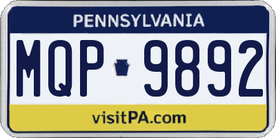 PA license plate MQP9892