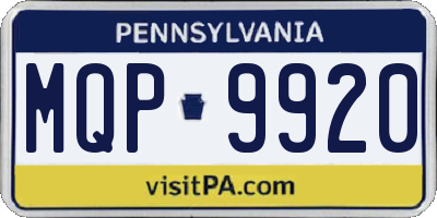 PA license plate MQP9920