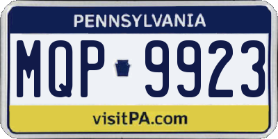 PA license plate MQP9923
