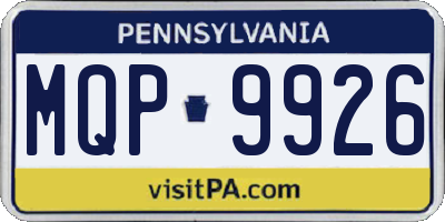PA license plate MQP9926