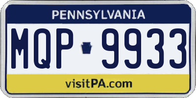 PA license plate MQP9933
