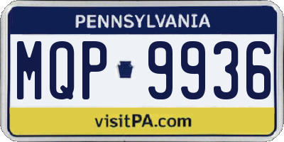 PA license plate MQP9936