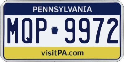 PA license plate MQP9972