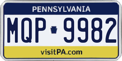 PA license plate MQP9982