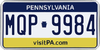 PA license plate MQP9984