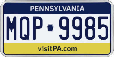 PA license plate MQP9985