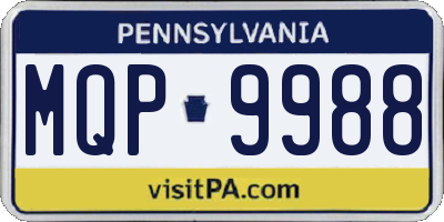 PA license plate MQP9988