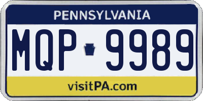 PA license plate MQP9989