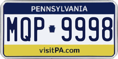 PA license plate MQP9998