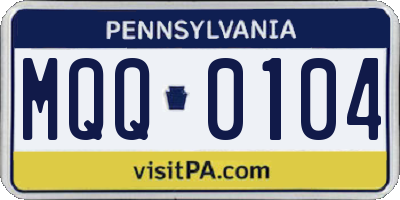 PA license plate MQQ0104