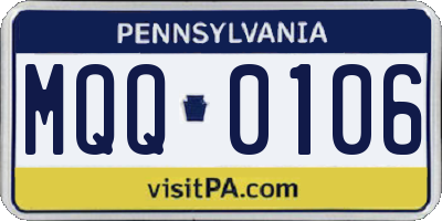 PA license plate MQQ0106